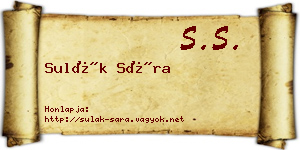 Sulák Sára névjegykártya